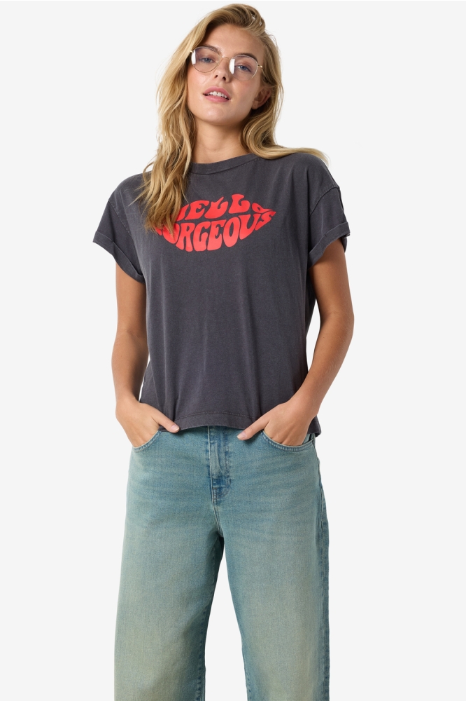 NMBOHDI GABY S/S WASHED T-SHIRT JRS 27030135 OBSIDIAN